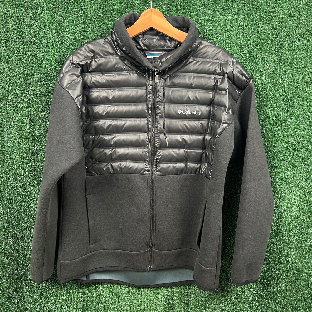 Columbia Jacket Mens XL Black Duck Down Hybrid Insulated Cotton Polyester Puffer